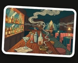 Rare Kid Drop 01 official sticker: smoky after-hours cocktail bar